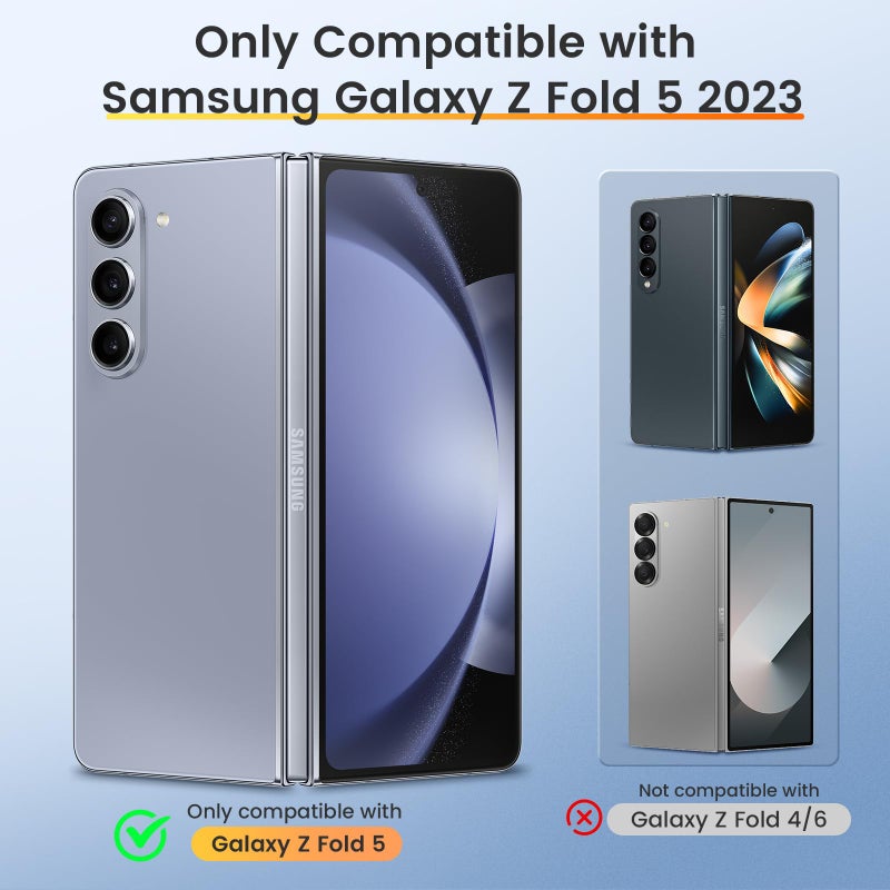 VEGO for Samsung Fold 5 Case with Hinge Protection & Slide Camera Cover, Built-in 360Â° Magnetic Ring Stand, Screen Protector, Shockproof Protective for Samsung Fold 5 5G 2023 - Blue - Image 2