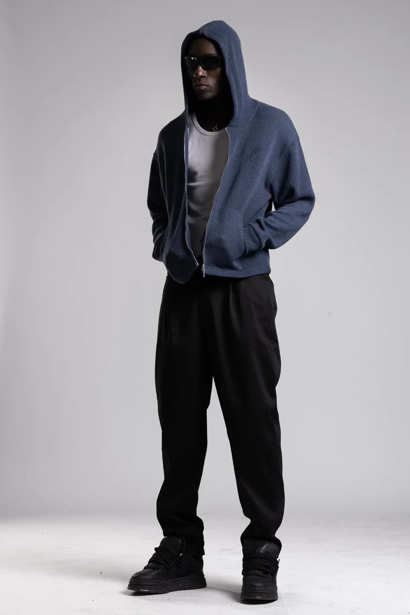 Catch Hooded Knitted Sweater with Zipper