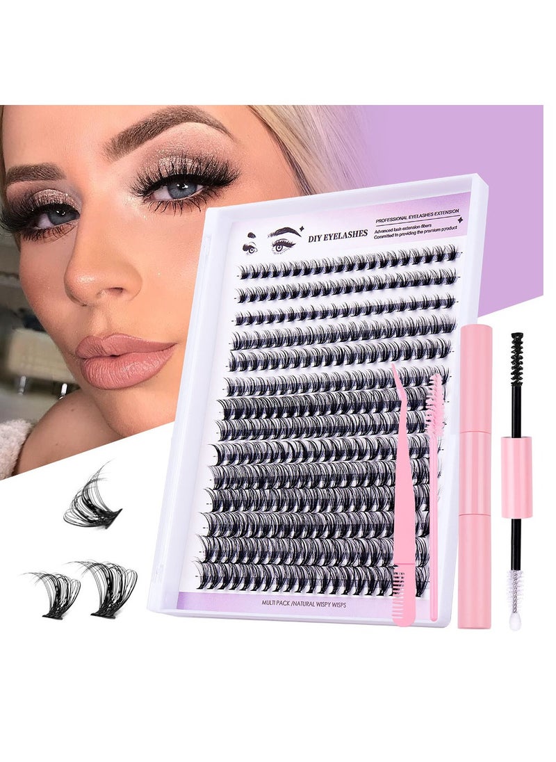LashesMD - 280Pcs DIY Lash Extension Kit Lash Clusters Kit Individual Cluster Lashes with Waterproof Lash Bond and Seal and Tweezers D Curl Eyelash Extension Kit - Image 1