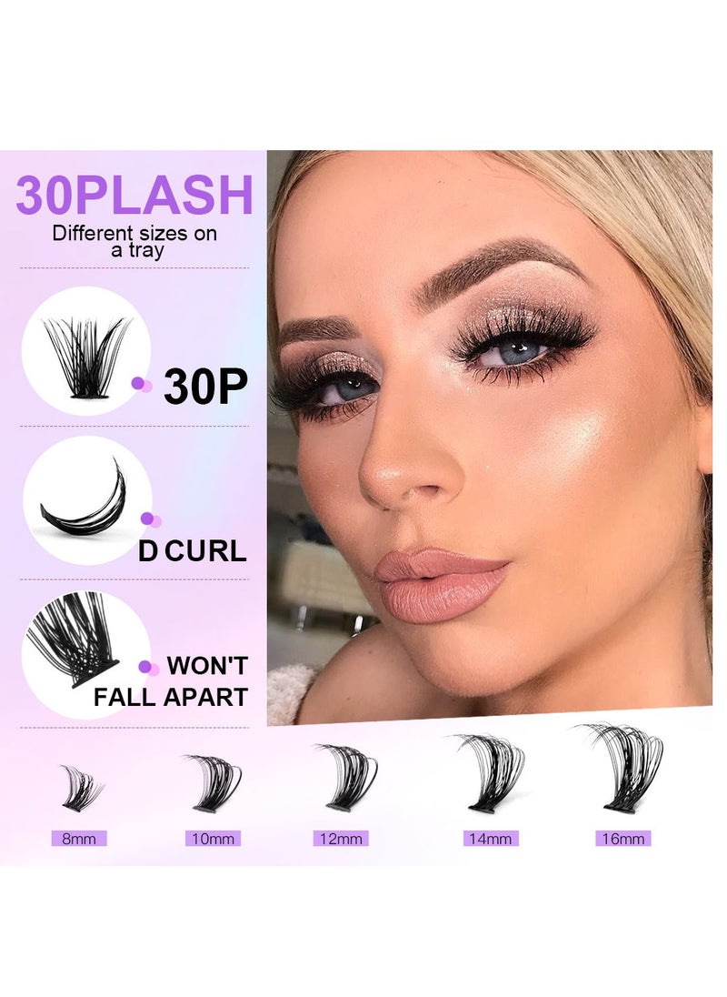 LashesMD - 280Pcs DIY Lash Extension Kit Lash Clusters Kit Individual Cluster Lashes with Waterproof Lash Bond and Seal and Tweezers D Curl Eyelash Extension Kit - Image 1