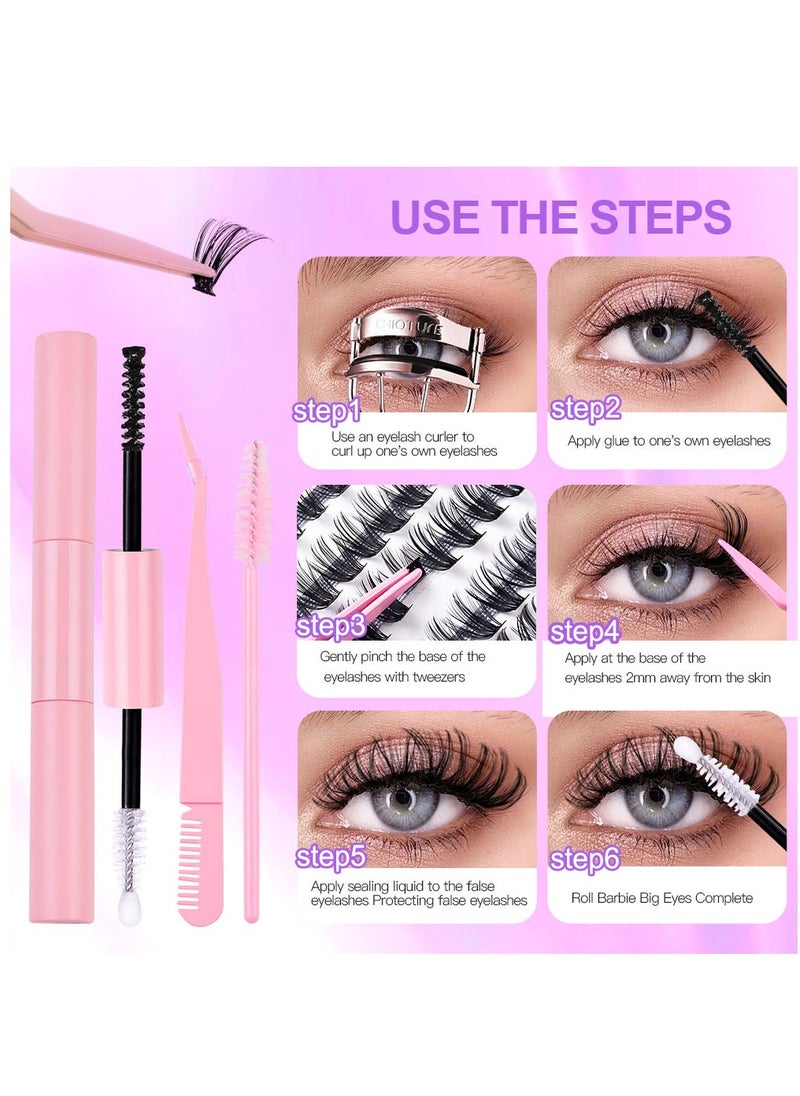 LashesMD - 280Pcs DIY Lash Extension Kit Lash Clusters Kit Individual Cluster Lashes with Waterproof Lash Bond and Seal and Tweezers D Curl Eyelash Extension Kit - Image 1