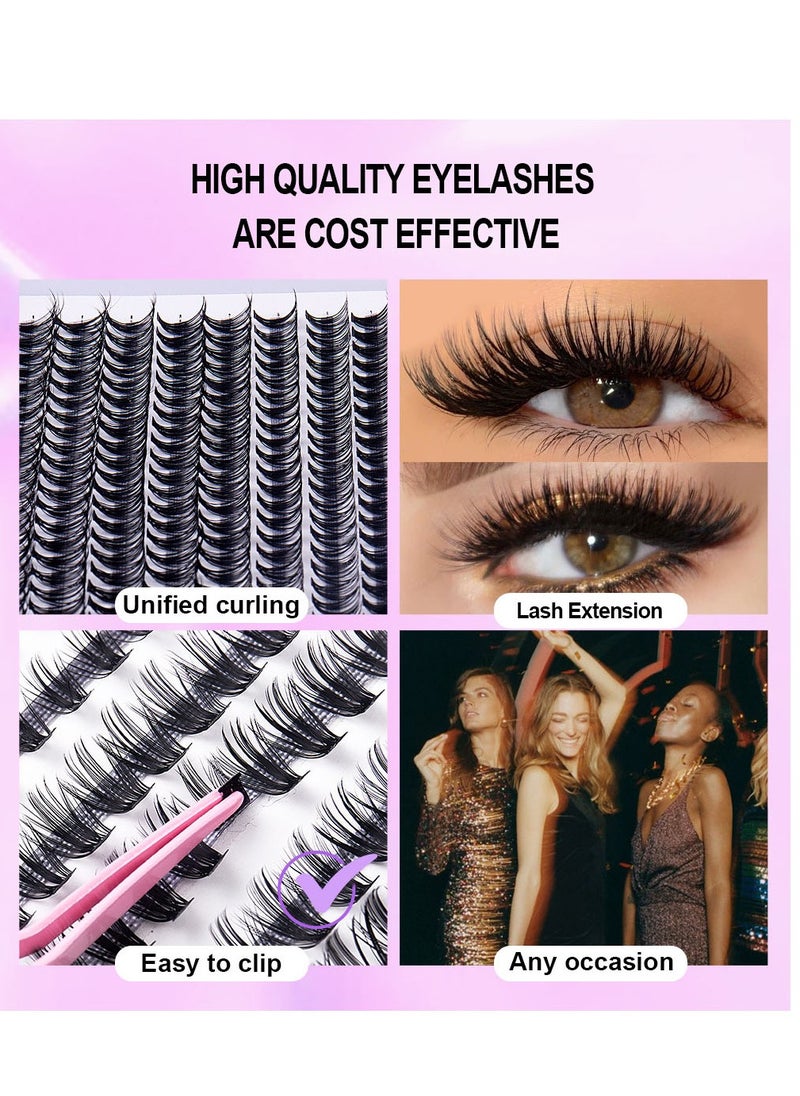 LashesMD - 280Pcs DIY Lash Extension Kit Lash Clusters Kit Individual Cluster Lashes with Waterproof Lash Bond and Seal and Tweezers D Curl Eyelash Extension Kit - Image 1