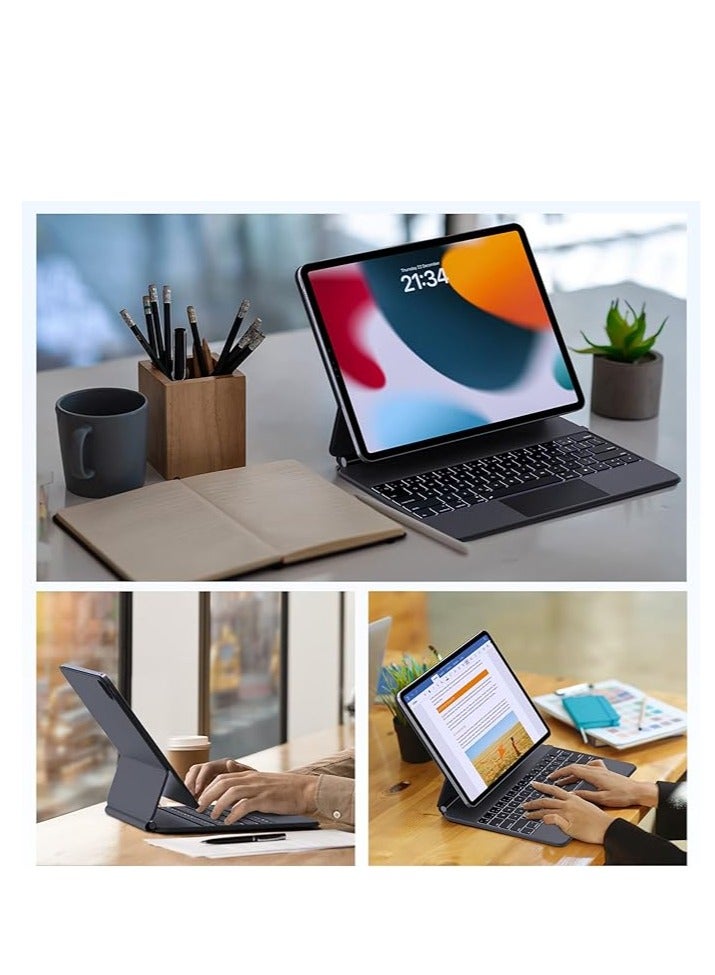 Bilingual Magic Keyboard For Ipad Pro 12.9-Inch (3th-6th Generation)/Air 13-Inch M2 (2024)  Magnetic Back Cover Smart Trackpad Backlit Keyboard  Wireless Keyboard Case - Image 5