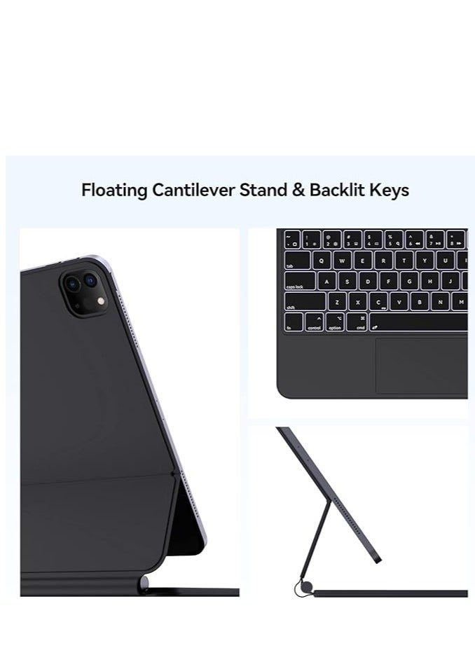 Bilingual Magic Keyboard For Ipad Pro 12.9-Inch (3th-6th Generation)/Air 13-Inch M2 (2024)  Magnetic Back Cover Smart Trackpad Backlit Keyboard  Wireless Keyboard Case - Image 3