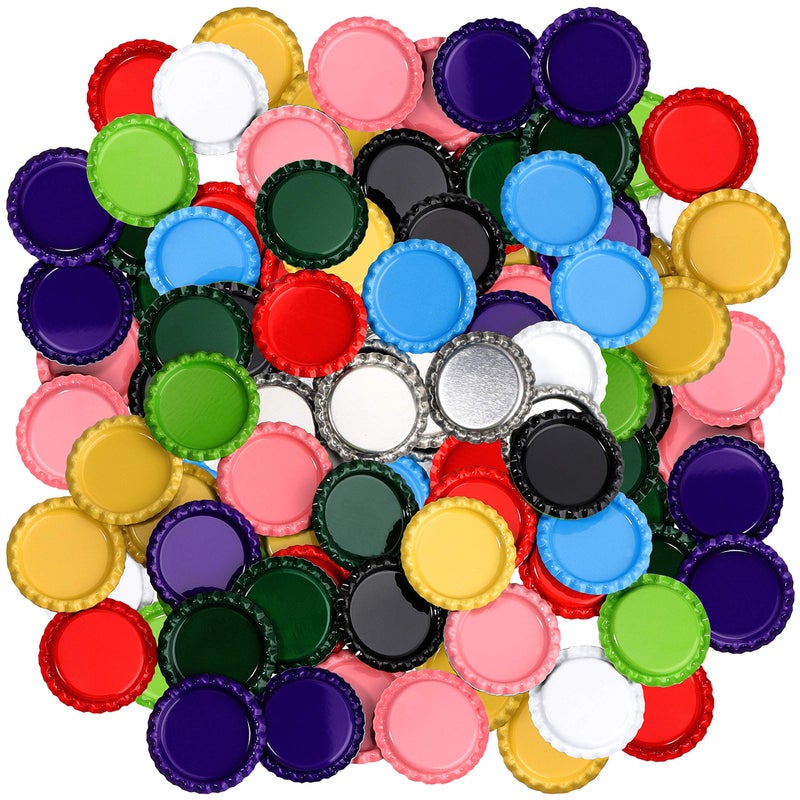 RUTICH 100 PCS Flat Decorative Bottle Cap Craft Bottle Stickers Double Sideds Printed for Hair Bows DIY Pendants or Craft ScraPbooksMixed Colors10 Colors