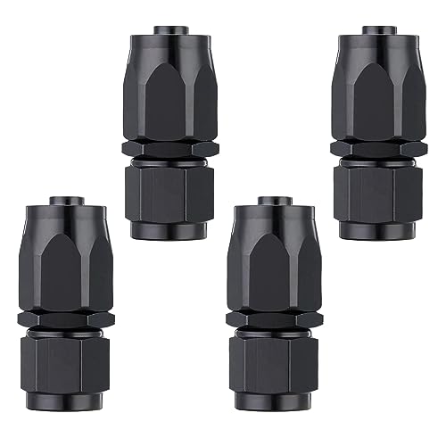 YSIL 8AN Hose End Fitting Female Fit for Braided Fuel Line Swivel Straight Aluminum Black 4PCS - Image 1