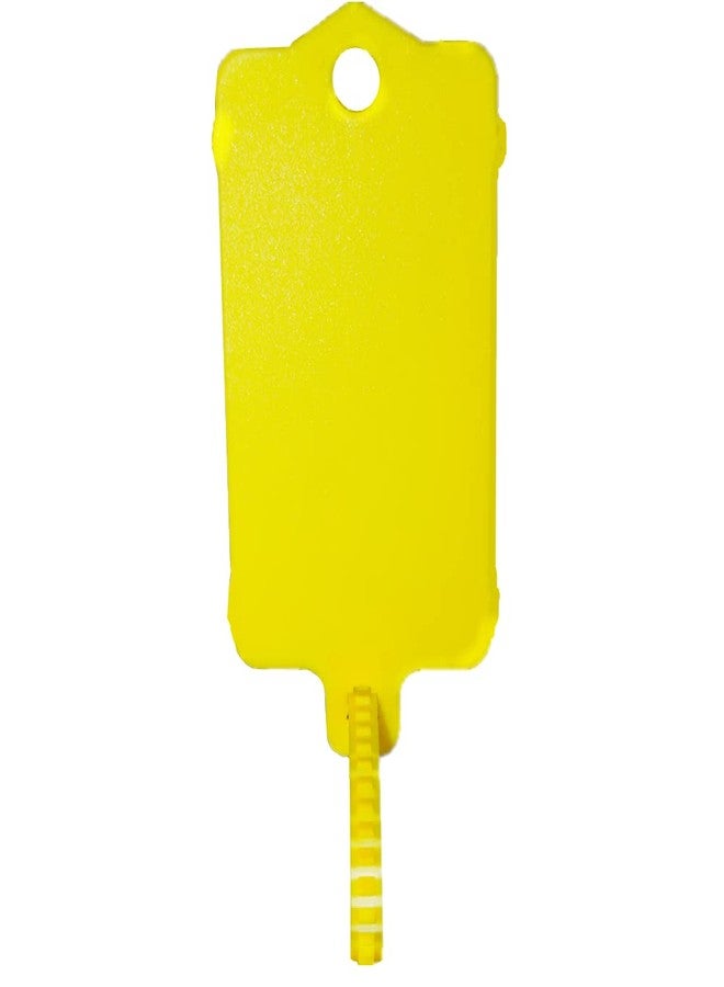 XF-Vel 100pcs Reusable Blank Plastic Tags Ties Key Tags 1.45"*2.48" Serrated Tension Sealing Strap with Large Label Plastic Tie Mark Label Waterproof Hang Sign Write on Tag (Yellow, 100pcs) - Image 1