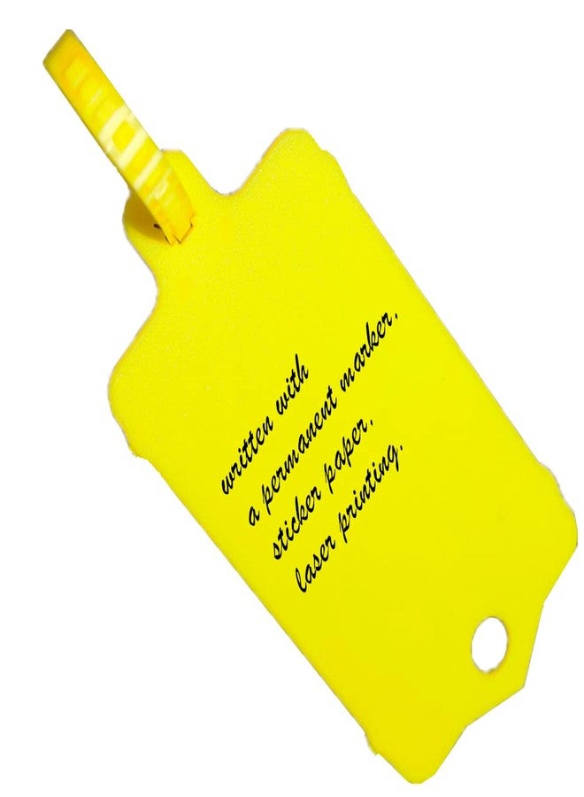 XF-Vel 100pcs Reusable Blank Plastic Tags Ties Key Tags 1.45"*2.48" Serrated Tension Sealing Strap with Large Label Plastic Tie Mark Label Waterproof Hang Sign Write on Tag (Yellow, 100pcs) - Image 3