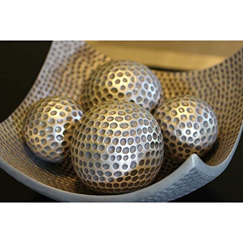 Seraphic 5pc Bowl Table Centerpieces for Dining Room, Large Decorative Bowls for Coffee Table Decor, Kitchen, Orbs/Balls Included, Silver - Image 4