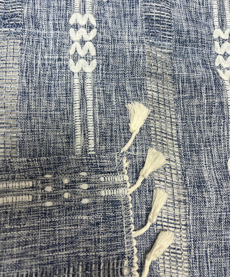 GOHD GOLDEN OCEAN HO Gohd Country Road Boho Swag Valance Farmhouse Linen Curtain Curtain Swag Pair Vintage Chic Tassel Farances (Swag Valance Blue)  - Image 5