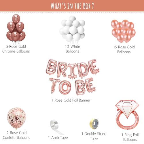 SpecialYou.in 36Pcs Bride To Be Decoration Set Combo With Rose Gold & White Balloons, Ring Foil Balloons and Foil Banner for Bachelorette Party Decorations - Image 2