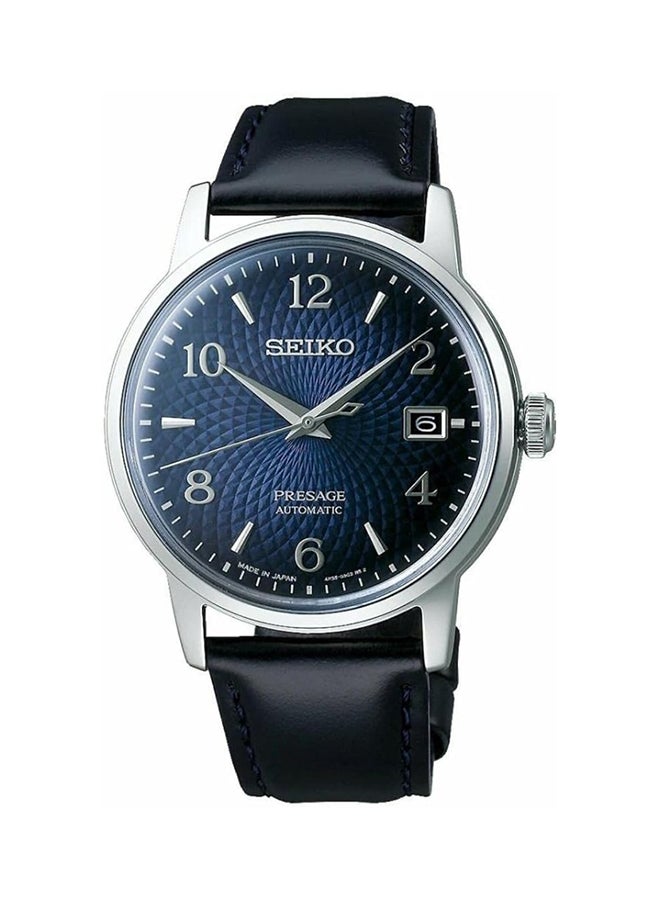 Seiko ساعة أنالوج للرجال بحزام جلدية بقرص أزرق SRPE43J1 - Image 1