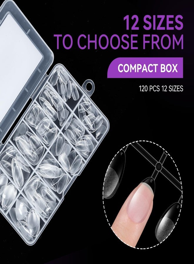 XS Short Almond Nail Tips for Salon: Soft Gel Nails Tip Easy and Long Last- 120pcs 12 Sizes for Manicure DIY Practice Art Design at Home - Image 4