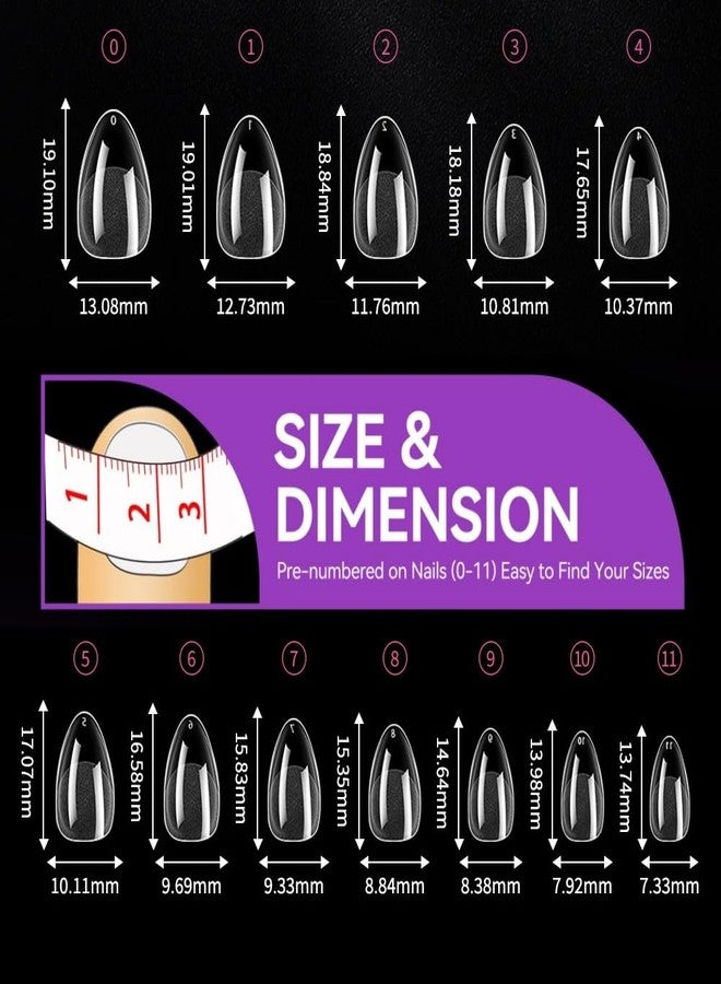 XS Short Almond Nail Tips for Salon: Soft Gel Nails Tip Easy and Long Last- 120pcs 12 Sizes for Manicure DIY Practice Art Design at Home - Image 2