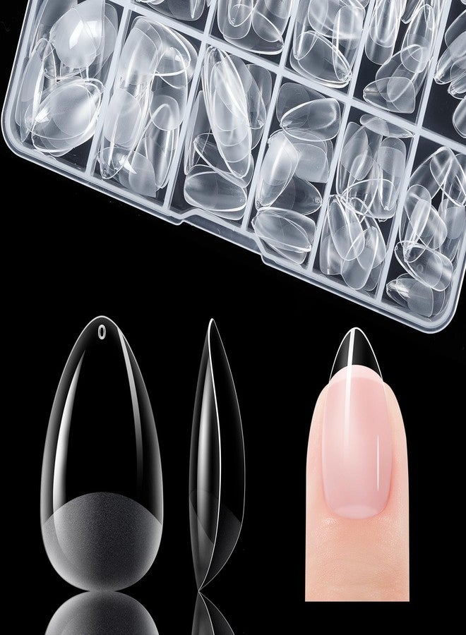 XS Short Almond Nail Tips for Salon: Soft Gel Nails Tip Easy and Long Last- 120pcs 12 Sizes for Manicure DIY Practice Art Design at Home - Image 1