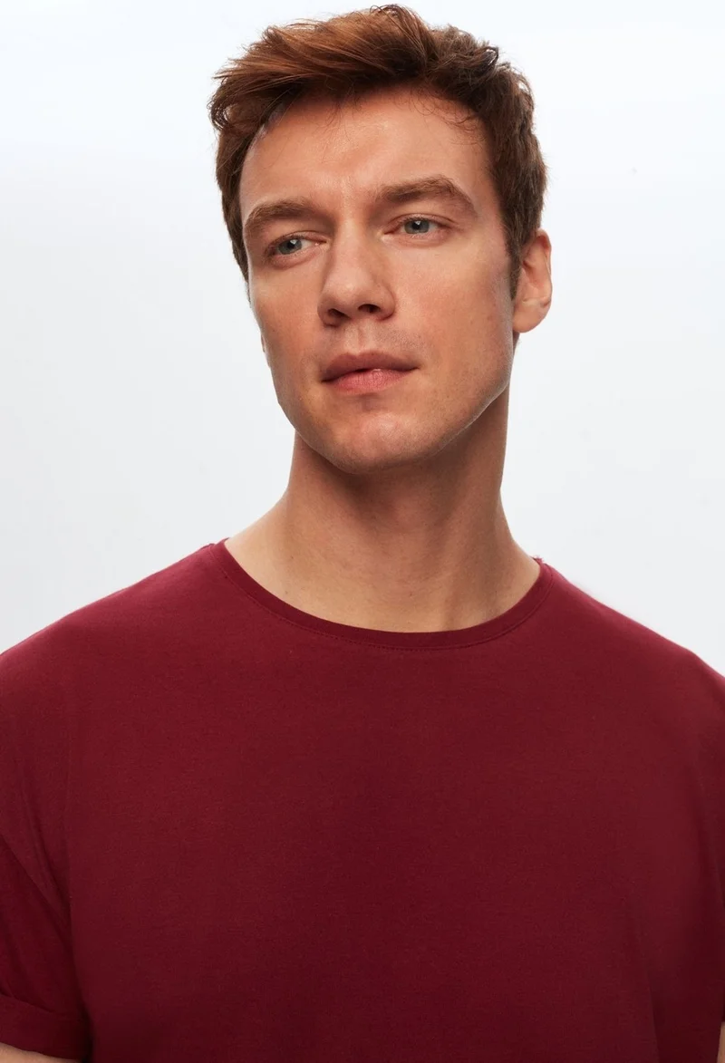 D'S DAMAT Comfort Claret Red 100% Cotton T-Shirt 6HC14ORT02006