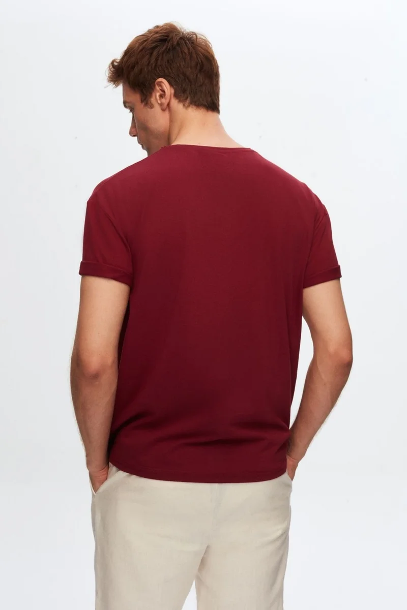 D'S DAMAT Comfort Claret Red 100% Cotton T-Shirt 6HC14ORT02006