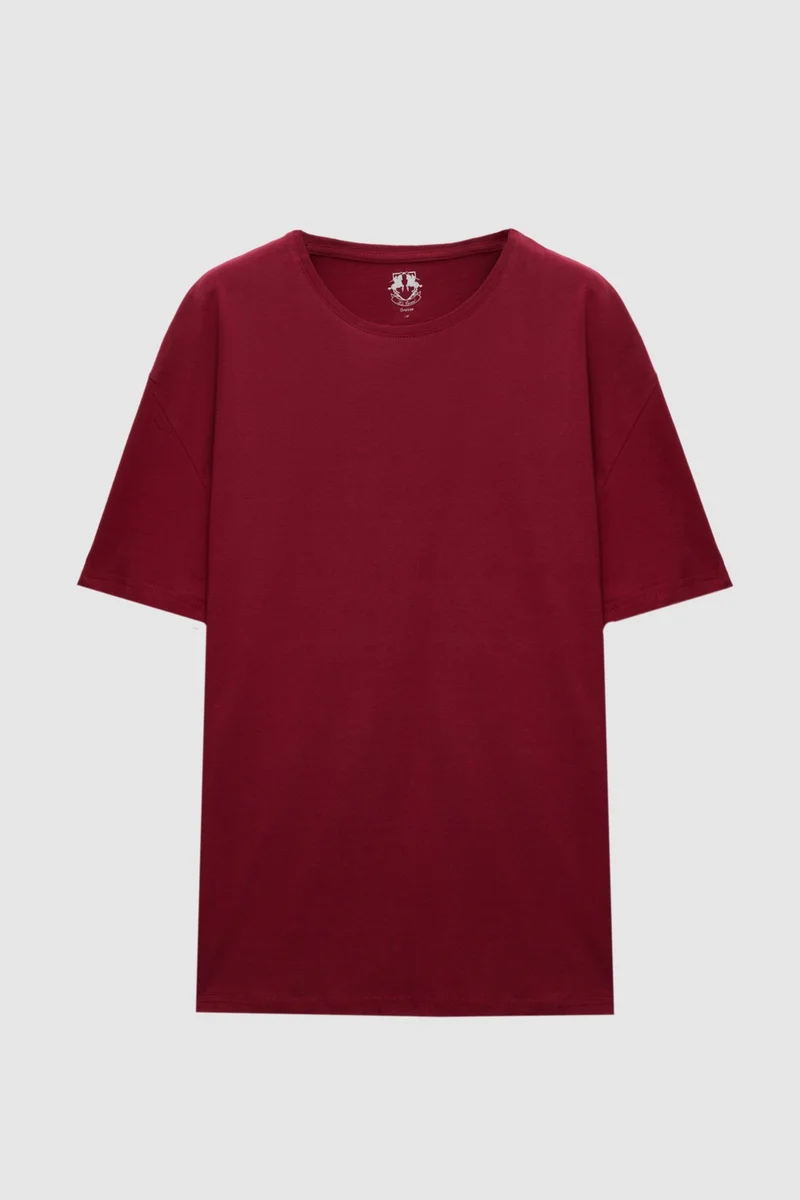 D'S DAMAT Comfort Claret Red 100% Cotton T-Shirt 6HC14ORT02006