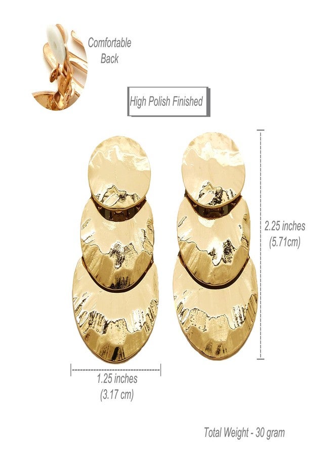 Fashion 21 Women's Oversize Geometric, Tear Drop, Hammered Statement Metal Clip on Earring (Many Styles) (Gold/Style 3) - Image 5