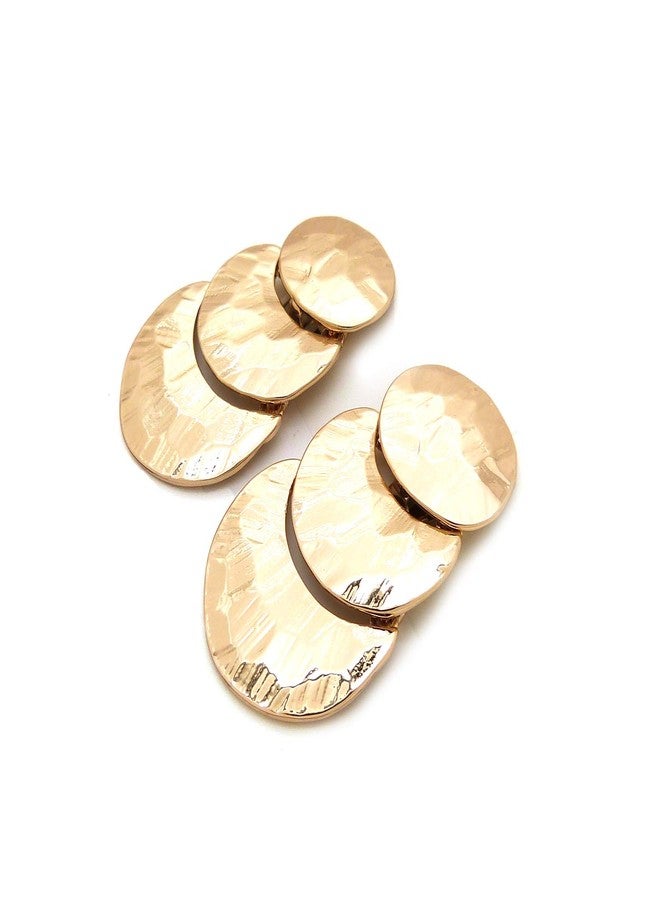 Fashion 21 Women's Oversize Geometric, Tear Drop, Hammered Statement Metal Clip on Earring (Many Styles) (Gold/Style 3) - Image 2