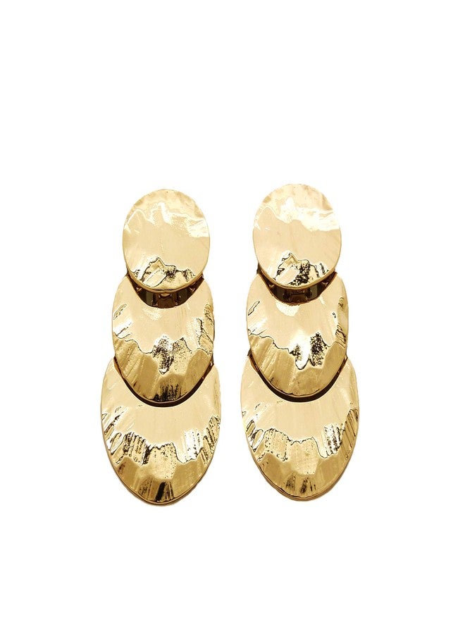 Fashion 21 Women's Oversize Geometric, Tear Drop, Hammered Statement Metal Clip on Earring (Many Styles) (Gold/Style 3) - Image 1