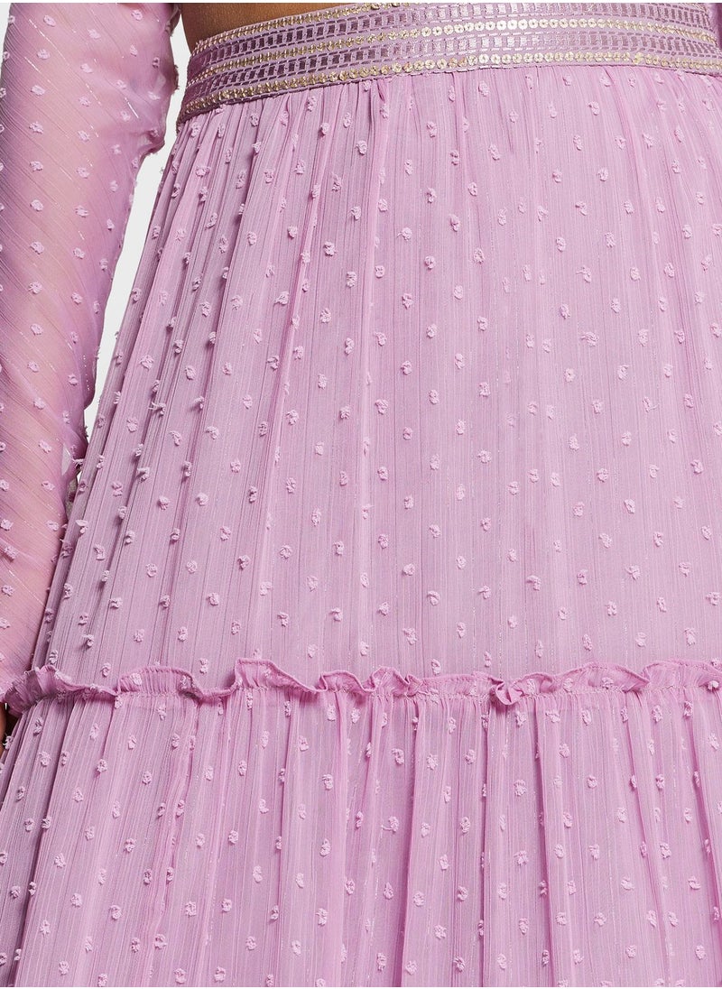 indya Embellished Ruffle Lehenga Skirt  - Image 4