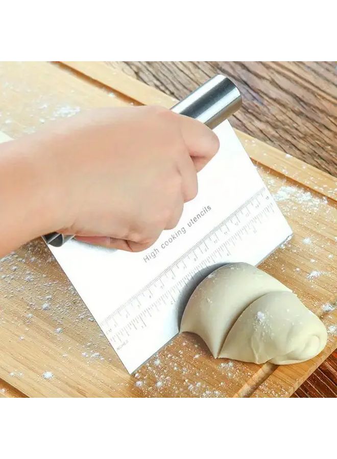 Stainless Steel Silvery Bench Scraper Dough Cutter Multipurpose Food Safe Baking Tool - Image 1