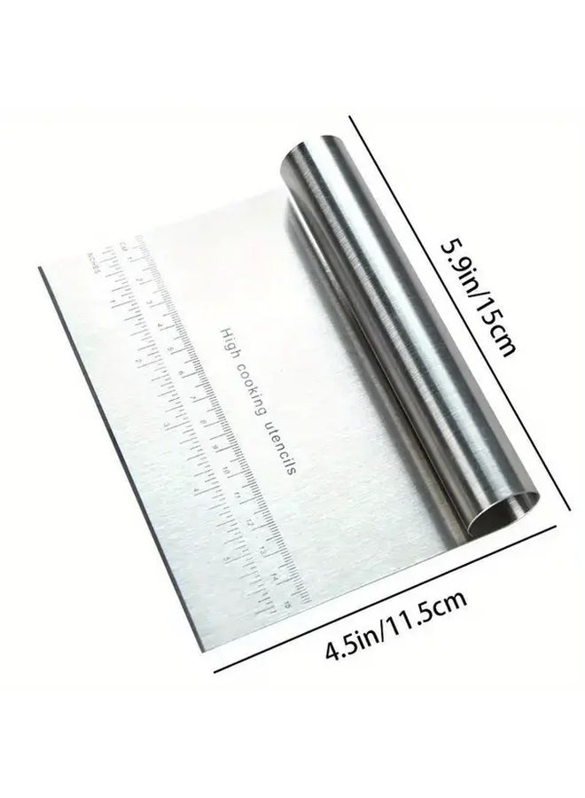 Stainless Steel Silvery Bench Scraper Dough Cutter Multipurpose Food Safe Baking Tool - Image 3