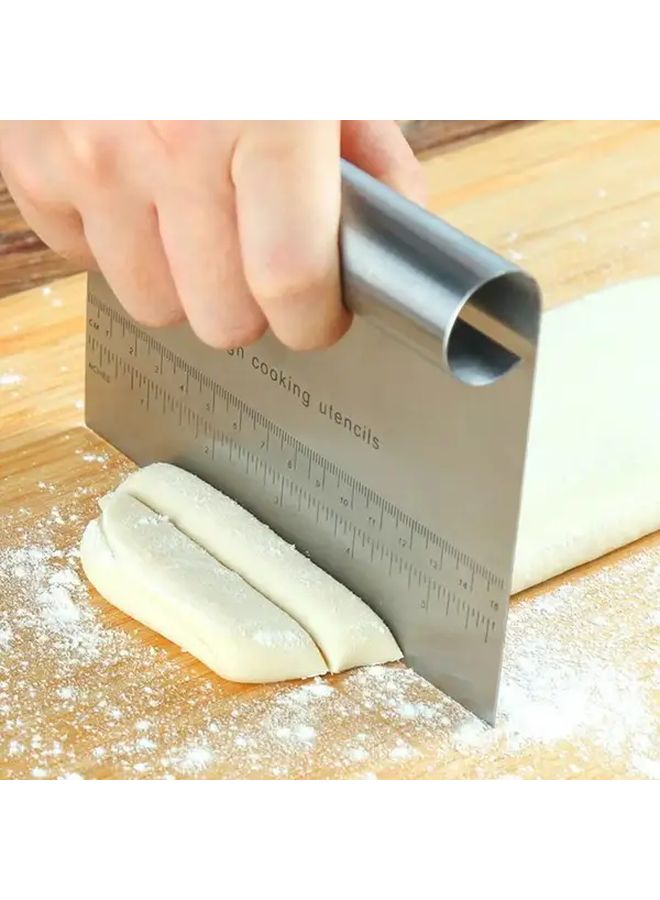 Stainless Steel Silvery Bench Scraper Dough Cutter Multipurpose Food Safe Baking Tool - Image 4