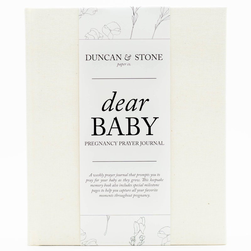 DUNCAN & STONE PAPER CO. Pregnancy Prayer Journal - Christian Pregnancy Journal For Milestones - Linen-Bound Baby Book Keepsake - Gifts For Expecting Moms (Ivory, 110 Pages) - Image 1