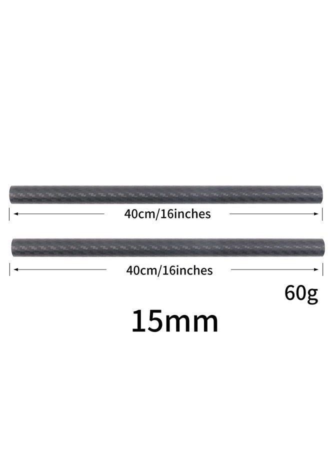 FocusFoto 15mm Carbon Fiber Rods 40cm/16inch Length for 15mm Rod Rail Support System DSLR Camera Rig (Pack of 2) - Image 2