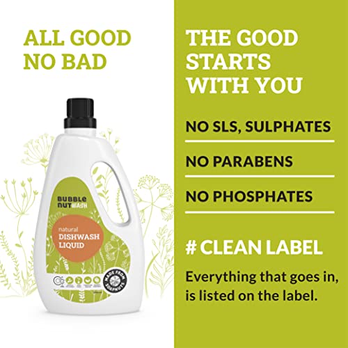 BubbleNut Wash Natural And Organic Dishwash Liquid (1000 ml), Soap nuts based, Green, Baby safe, Dish washing liquid - Image 4