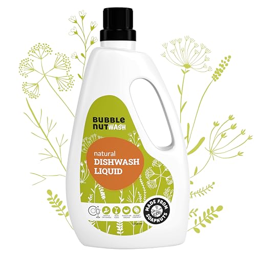 BubbleNut Wash Natural And Organic Dishwash Liquid (1000 ml), Soap nuts based, Green, Baby safe, Dish washing liquid - Image 1