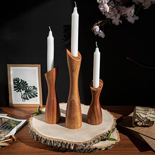 OLEEK wooden taper candle holders - wood taper candle holders for Table Centerpiece - wood candlestick holders (9", 8", 6") - wooden candlestick holder for 7/8" candle stick candlesticks holders woods - Image 3