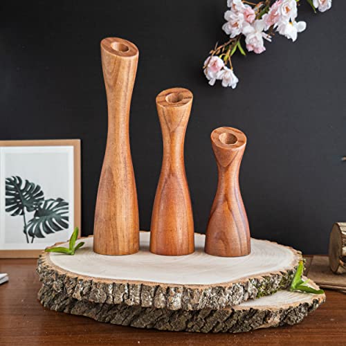OLEEK wooden taper candle holders - wood taper candle holders for Table Centerpiece - wood candlestick holders (9", 8", 6") - wooden candlestick holder for 7/8" candle stick candlesticks holders woods - Image 2
