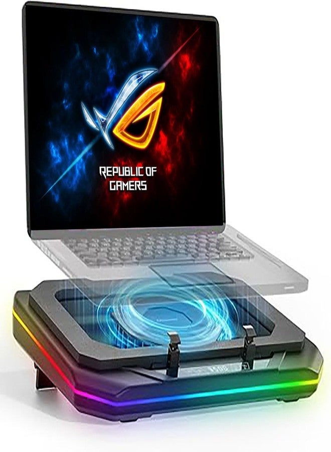 PHAPPY Cooling Pad for Asus ROG Strix G16 2024 Gaming Laptop, Laptop Cooler with Ultra Powerful Booster Turbo Cooling Fan Can Fast Cooling, 6 RGB Light Mode（can Turn it Off）,Adjustable Speed, Touch Co