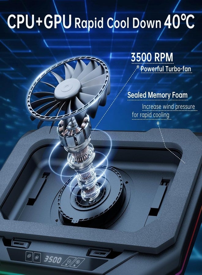 PHAPPY Cooling Pad for Asus ROG Strix G16 2024 Gaming Laptop, Laptop Cooler with Ultra Powerful Booster Turbo Cooling Fan Can Fast Cooling, 6 RGB Light Mode（can Turn it Off）,Adjustable Speed, Touch Control - Image 2