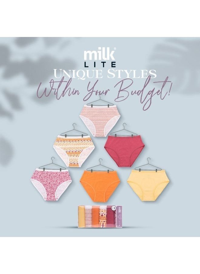 Milk - Under wear Brief  Lite - For Women  - Multicolour - Pack of 6 - Size M - Image 1