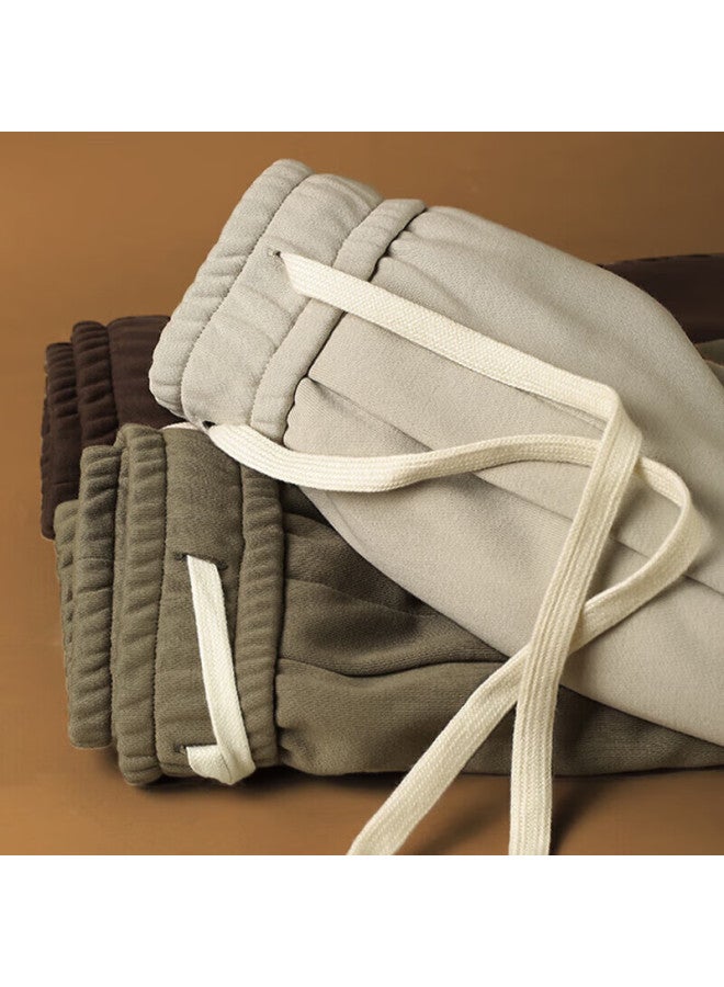 Markless Men's Autumn Winter Loose Casual Pants Solid Color Jogger Pants Clb2894m Milk Apricot Xxl - Image 3