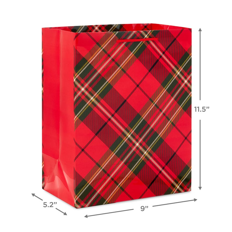 Hallmark Image Arts 11"" Large Christmas Gift Bags (6 Bags: Tartan Plaid  Snowy Tree  Red and Green Ornament) for Coworkers  Teachers  Family - Image 3