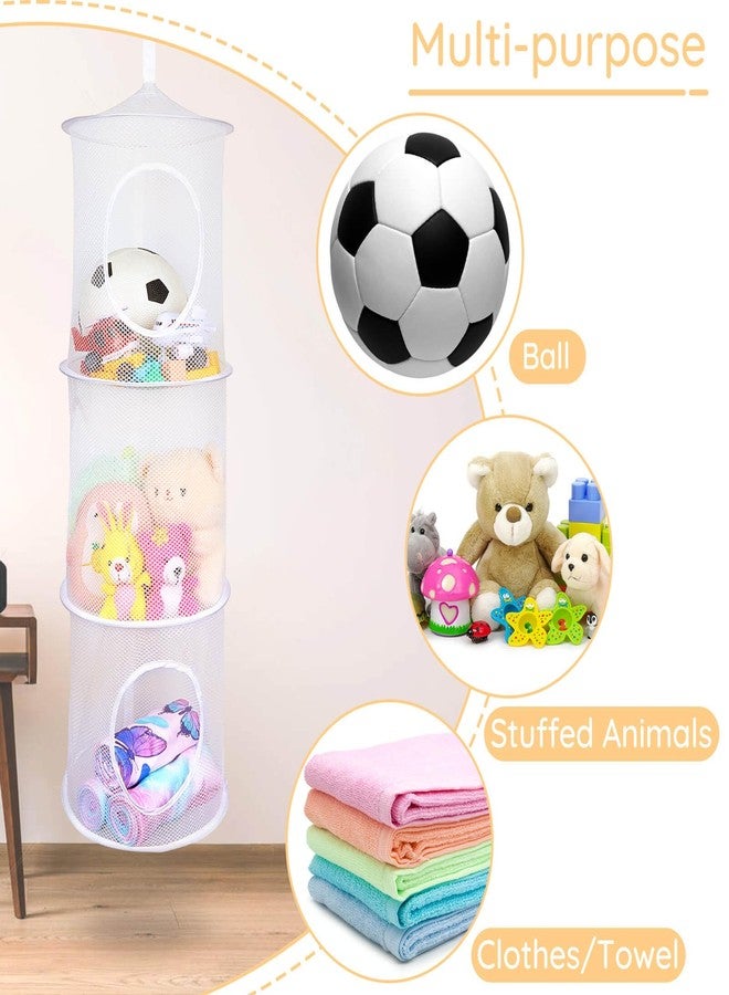 Basumee Stuffed Animals Net or Hammock 2 Pcs Stuffed Animals Storage Toy Net Hammock for Stuffed Animals Organizer Mesh Hammock Kids Girls Room Decor, White, 3 Tiers - Image 5