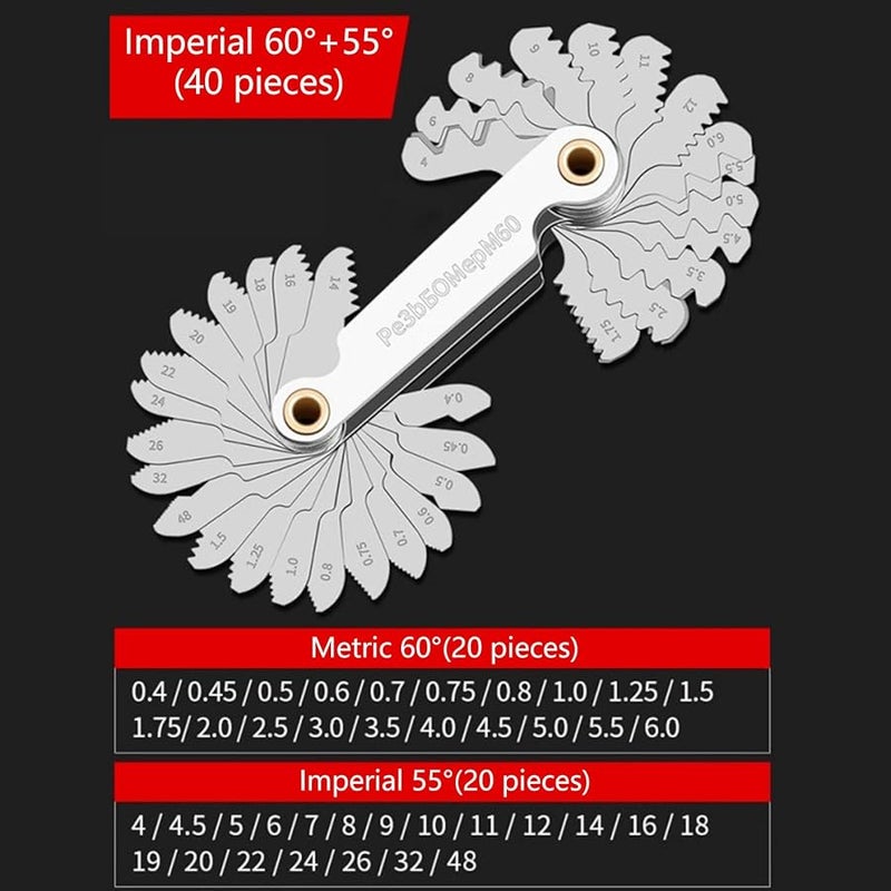 مجموعة قياس براغي صناعية 40 قطعة للتطبيقات الاحترافية والهواة، أداة قياس دقيقة - Image 5