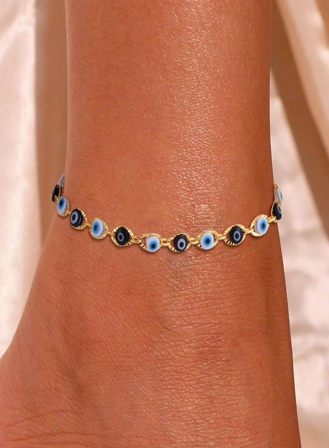 SLOONG Evil Eye Anklet Bracelets for Women, 14K Gold Plated Ankle Bracelet Jewelry Beach Beads Anklet Set Ankle Bracelets for Women - Image 5