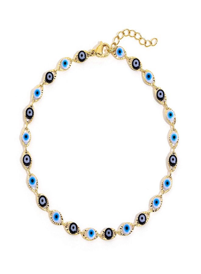 SLOONG Evil Eye Anklet Bracelets for Women, 14K Gold Plated Ankle Bracelet Jewelry Beach Beads Anklet Set Ankle Bracelets for Women - Image 1