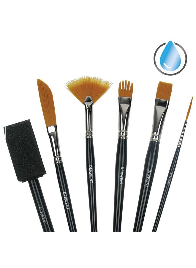 Derwent Technique Brush Set with 6 Assorted Brush Designs - Image 2