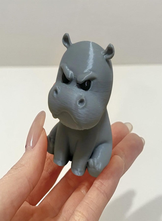 Tizee 2Pcs 3D Printed Angry Little Hippo Figure, Creative Home Office Decor & Gift, Mini Pygmy Hippo Statue for Desk & Bookshelf - Image 2
