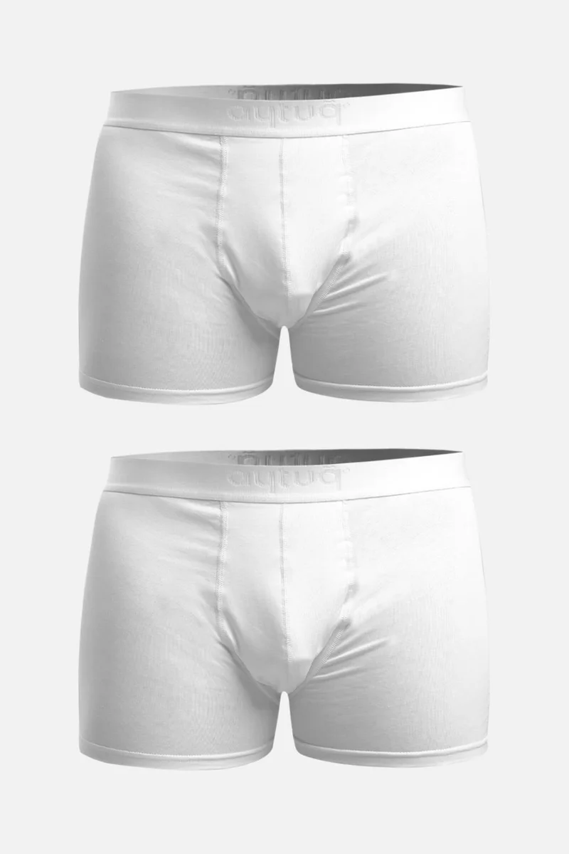 Aytuğ Men's Cotton White 2-Piece Boxer - A-Bxr-B