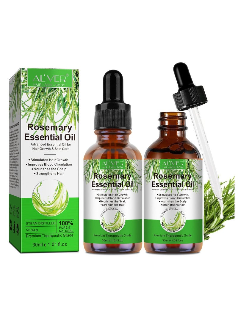 ALIVER Rosemary Oil for Hair & Skin Care , Organic Rosemary Essential Oils, Natural Rosemary Oil for Hair 2Pack/30ml - Image 1