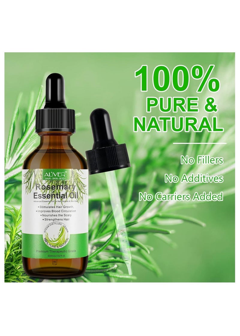 ALIVER Rosemary Oil for Hair & Skin Care , Organic Rosemary Essential Oils, Natural Rosemary Oil for Hair 2Pack/30ml - Image 2