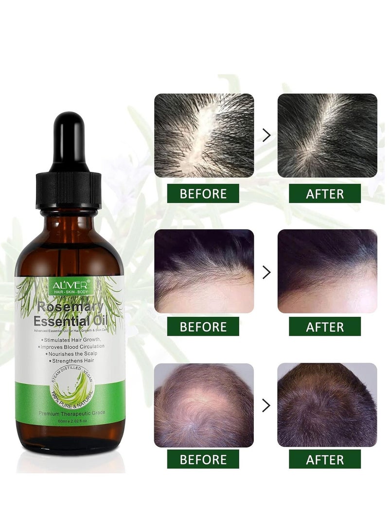 ALIVER Rosemary Oil for Hair & Skin Care , Organic Rosemary Essential Oils, Natural Rosemary Oil for Hair 2Pack/30ml - Image 4